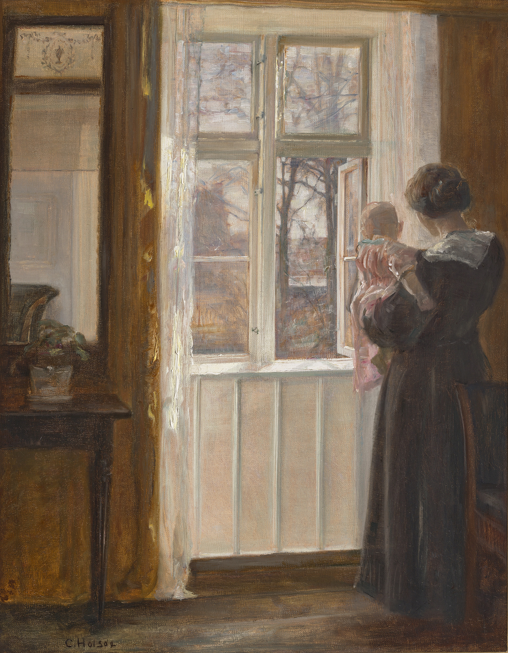 A mother and child at a window